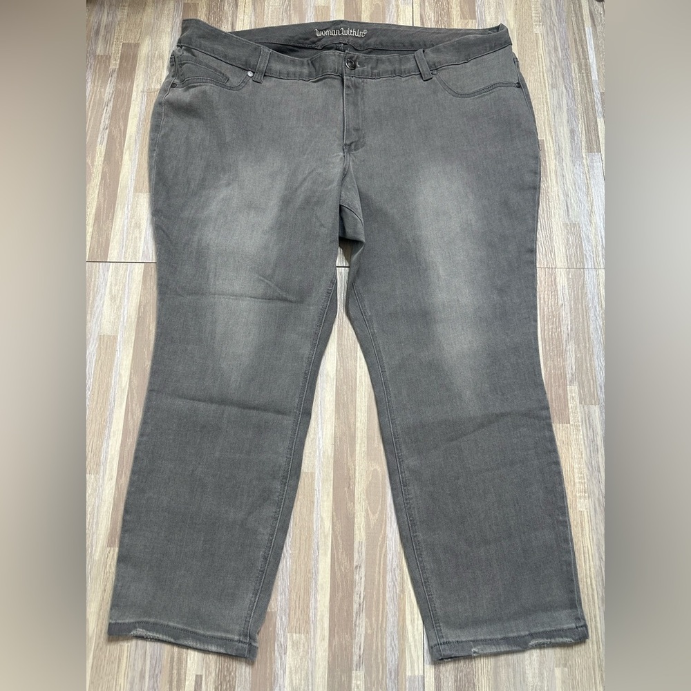Woman Within Gray Denim Jeans, Size 28W
